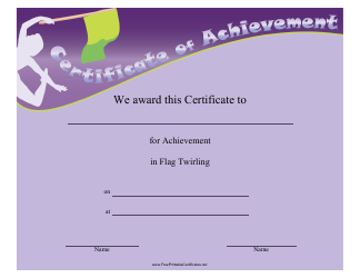 &quot;Flag Twirling Certificate of Achievement Template&quot;