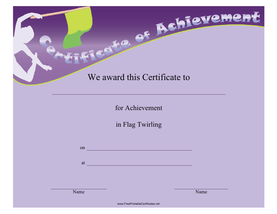 Flag Twirling Certificate of Achievement Template, Page 1