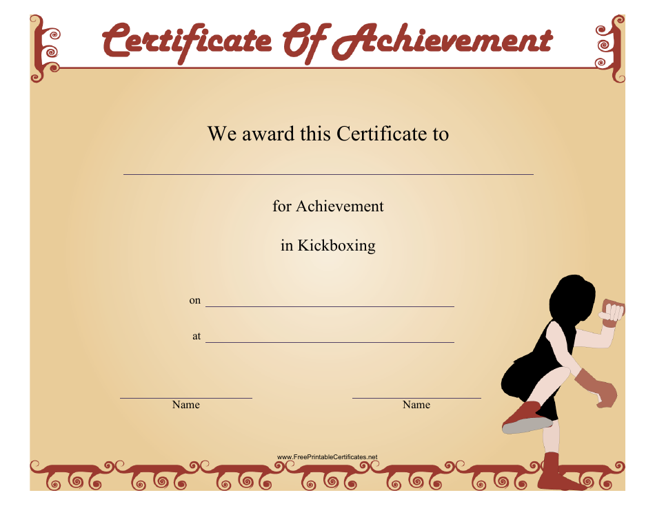 Kickboxing Certificate of Achievement Template, Page 1
