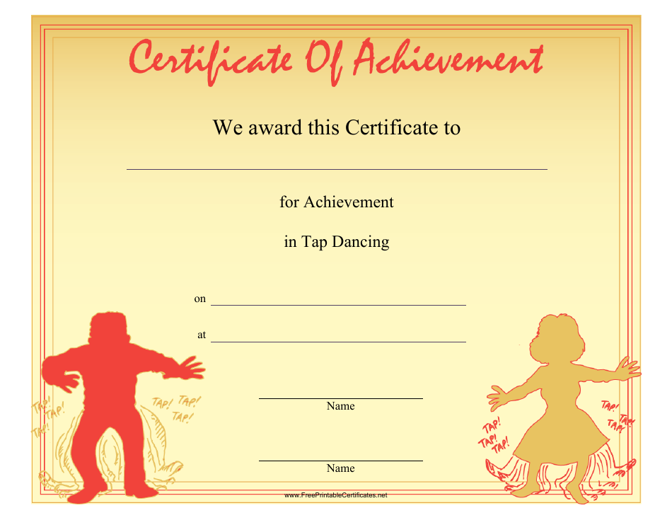 Tap Dancing Certificate of Achievement Template - Preview Image