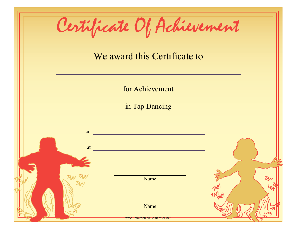 Tap Dancing Certificate of Achievement Template Download Printable PDF ...