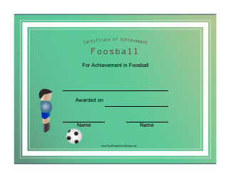 &quot;Certificate Template of Achievement in Foosball&quot;