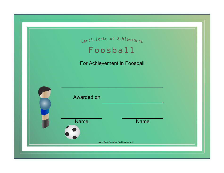 Certificate Template of Achievement in Foosball, Page 1