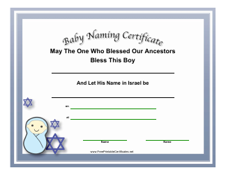 Document preview: Baby Naming Certificate Template