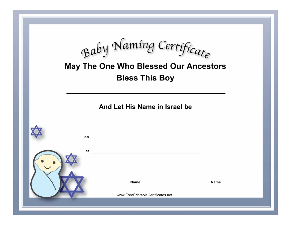 Baby Naming Certificate Template - Blue