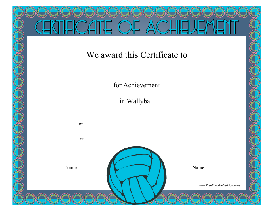 Wallyball Certificate Of Achievement Template Download Printable Pdf 