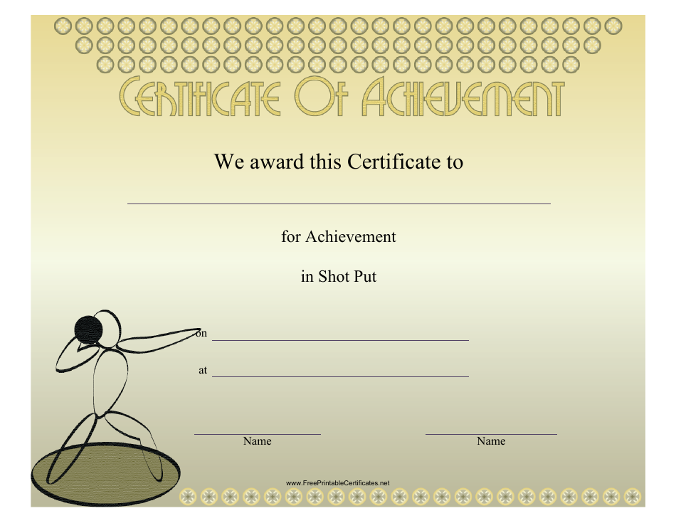 Blank Shot Put Certificate of Achievement Template