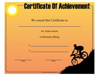 Document preview: Mountain Biking Achievement Certificate Template