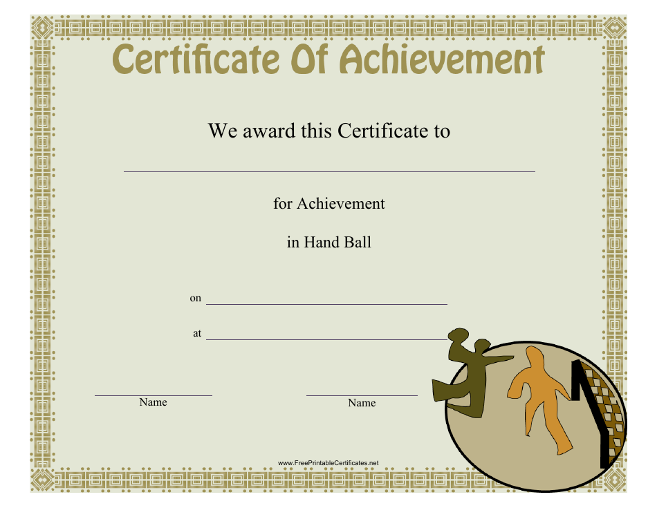 Hand Ball Certificate Of Achievement Template Download Printable Pdf 