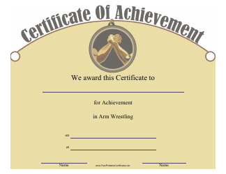 Document preview: Arm Wrestling Achievement Certificate Template