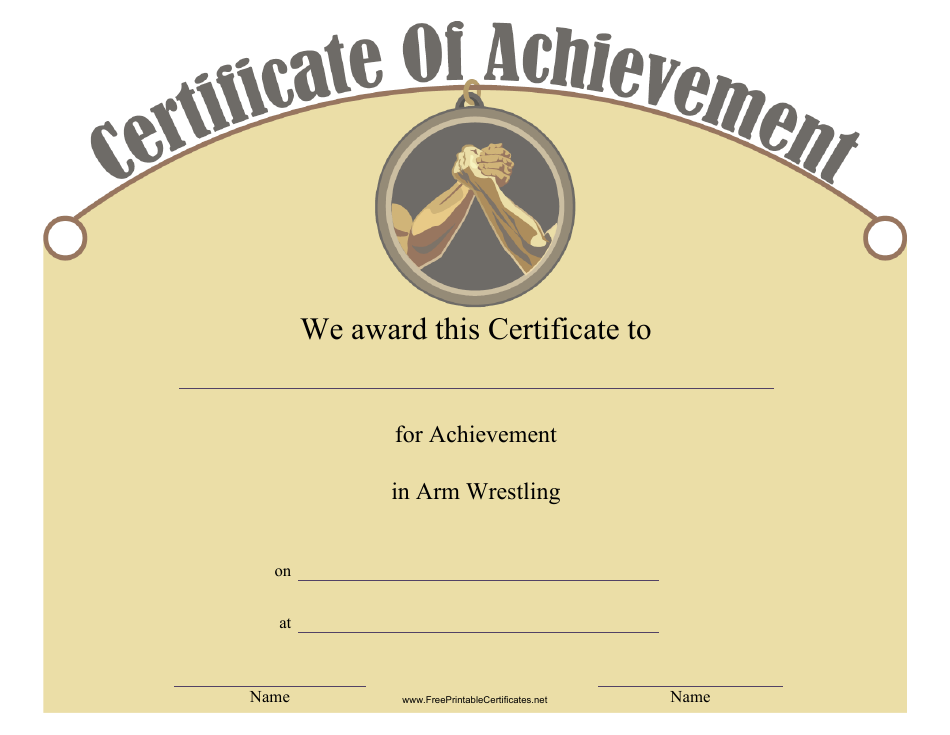 Arm Wrestling Achievement Certificate Template Preview