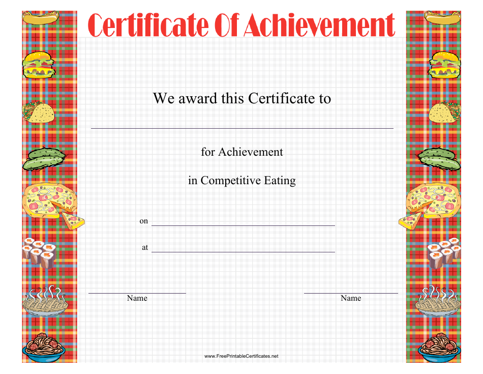 Competitive Eating Certificate of Achievement Template Image Preview