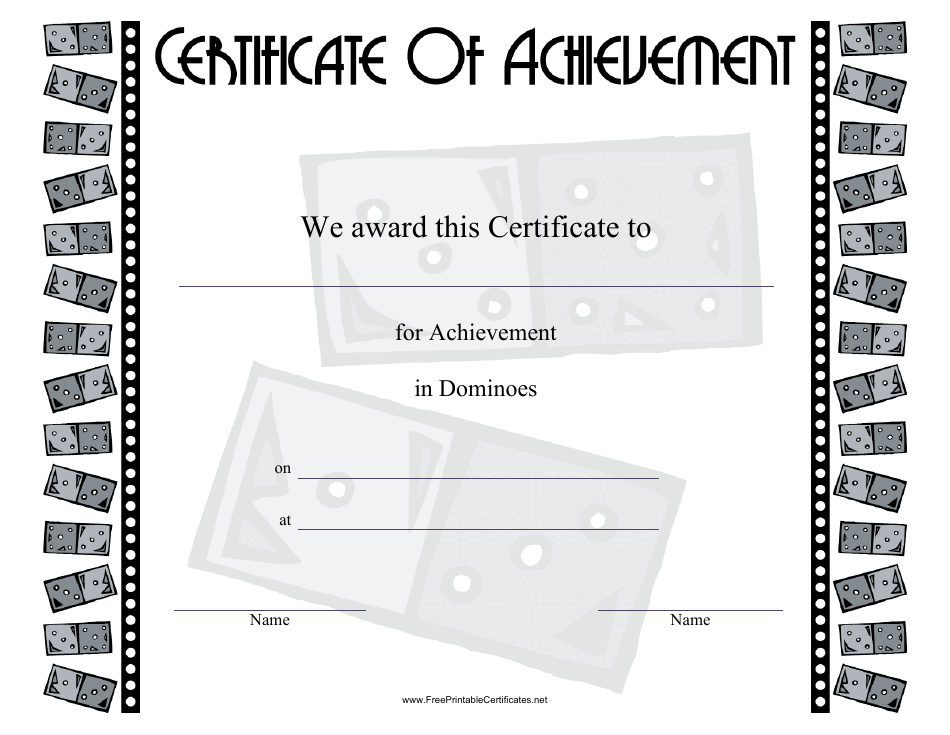 Dominoes Certificate of Achievement Template Download Printable PDF ...