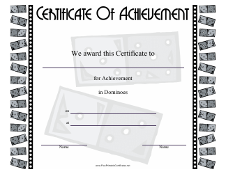 &quot;Dominoes Certificate of Achievement Template&quot;