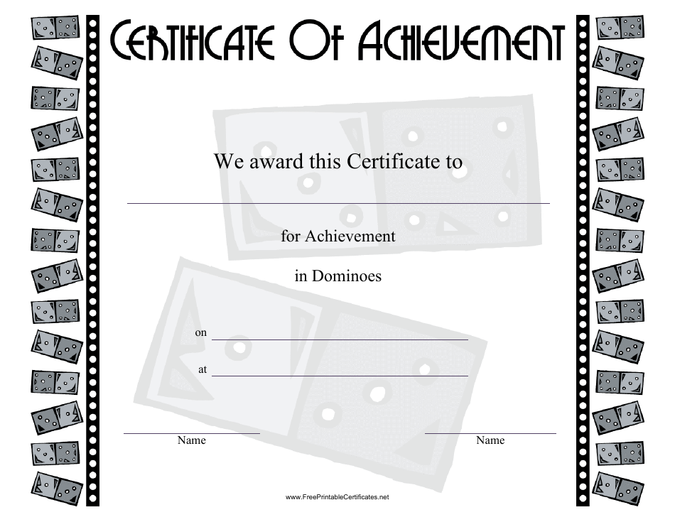 Dominoes Certificate of Achievement Template Preview