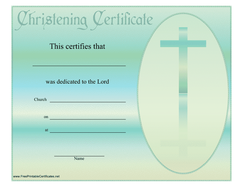Christening Certificate Template - Azure
