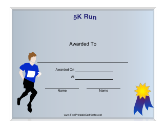 Document preview: Male 5k Run Award Certificate Template