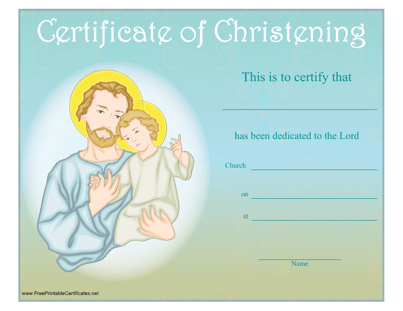 Christening Certificate Template - God