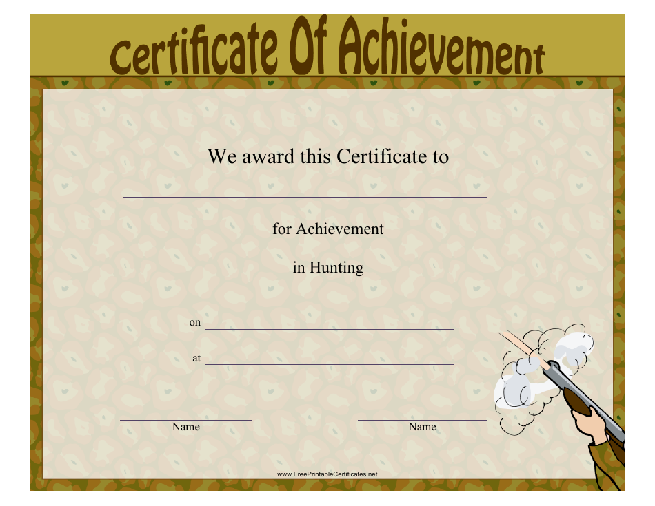 Hunting Certificate of Achievement Template