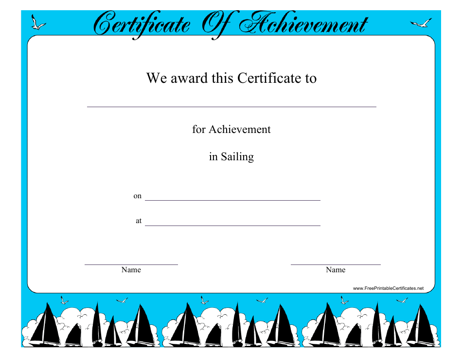 Sailing Certificate of Achievement Template, Page 1
