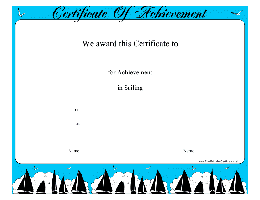 Sailing Certificate of Achievement Template Download Pdf