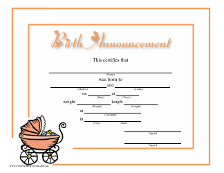 Document preview: Birth Certificate Template