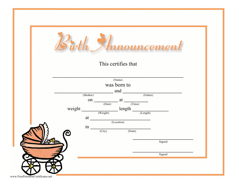Birth Certificate Template - Baby