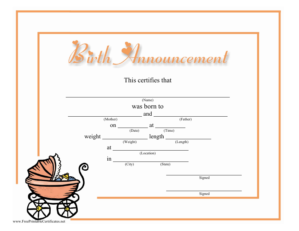 Birth Certificate Template for Baby