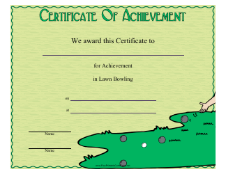 Document preview: Lawn Bowling Certificate of Achievement Template
