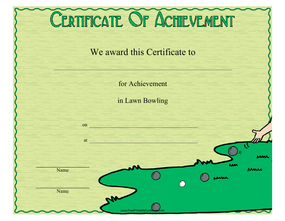 Lawn Bowling Certificate of Achievement Template Preview