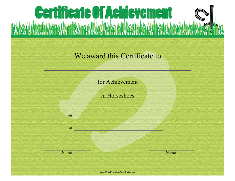 Horseshoes Certificate of Achievement Template