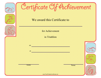 &quot;Triathlon Certificate of Achievement Template&quot;