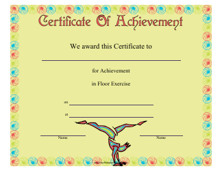 Document preview: Gymnastics Floor Exercise Certificate of Achievement Template