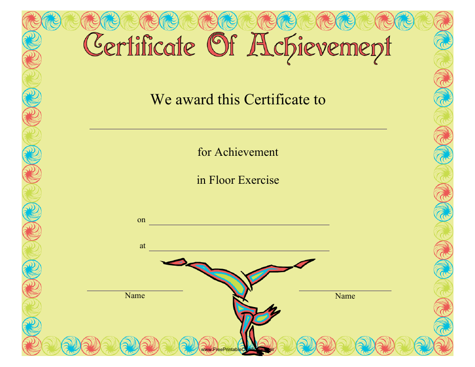 Gymnastics Floor Exercise Certificate of Achievement Template Download ...