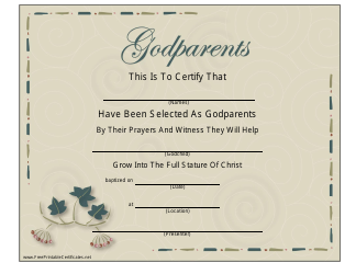 Document preview: Godparents Certificate Template - Beige