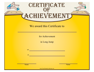 &quot;Long Jump Certificate of Achievement Template&quot;