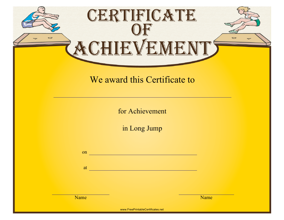 Long Jump Certificate of Achievement Template