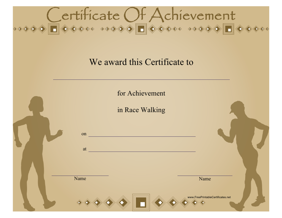Race Walking Certificate of Achievement Template, Page 1