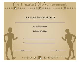 Document preview: Race Walking Certificate of Achievement Template
