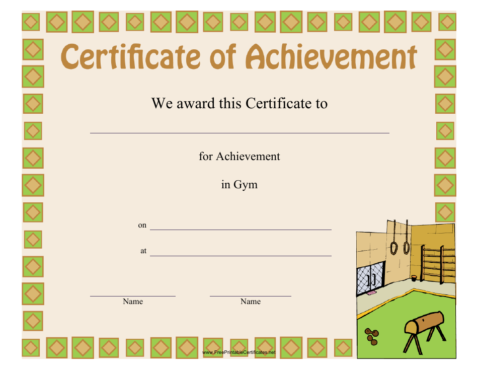 Gym Certificate of Achievement Template Download Printable PDF