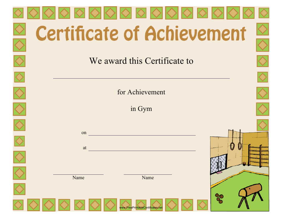 Gym Certificate of Achievement Template - Preview Image