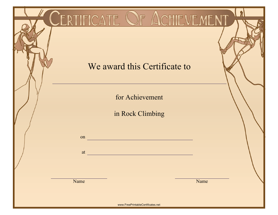 Rock Climbing Achievement Certificate Template, Page 1