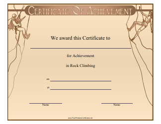 Document preview: Rock Climbing Achievement Certificate Template