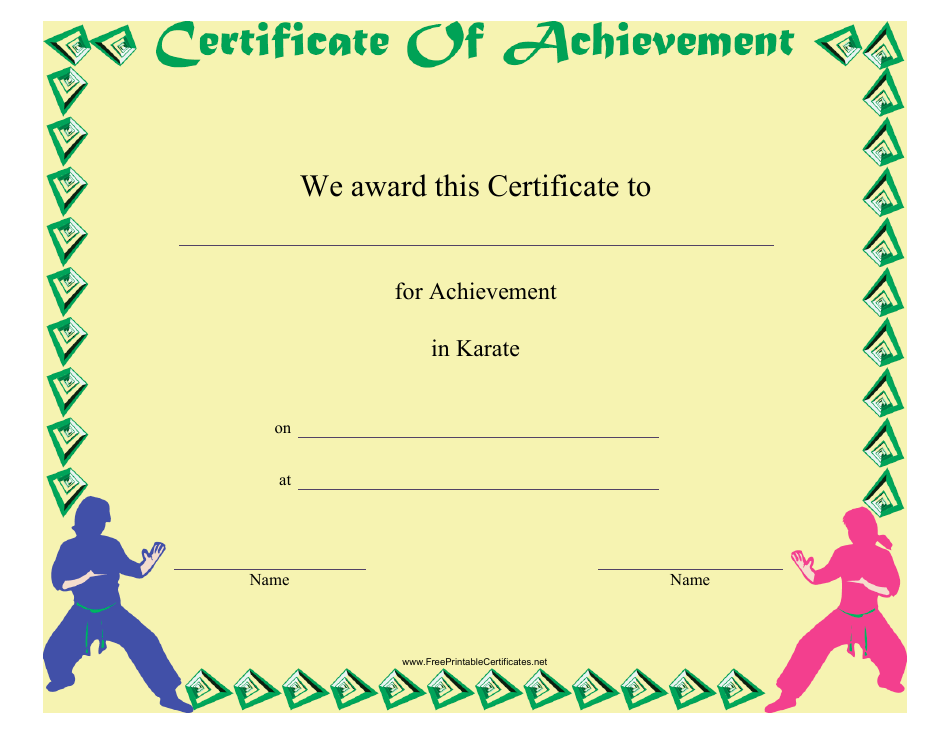 Karate Certificate of Achievement Template Download Printable PDF