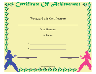 &quot;Karate Certificate of Achievement Template&quot;