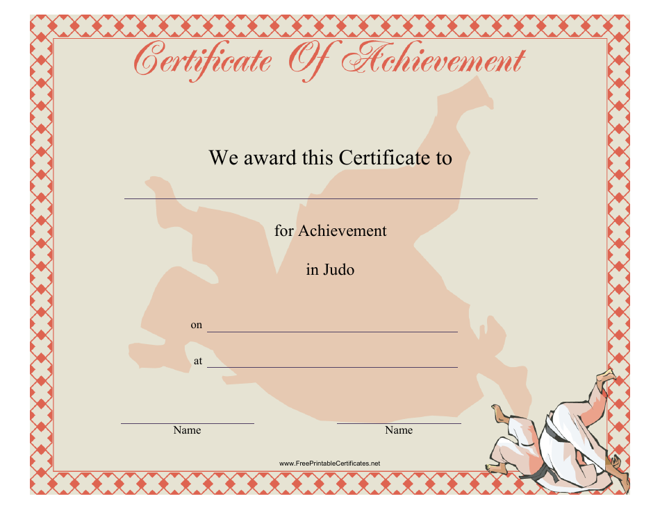 Judo Certificate of Achievement Template