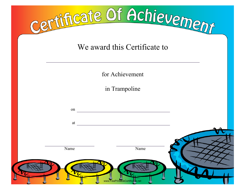 Trampoline Certificate of Achievement Template image preview