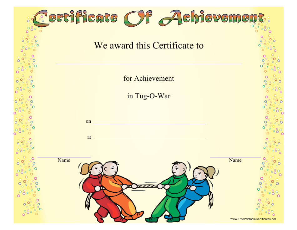Tug-O-War Achievement Certificate Template Preview