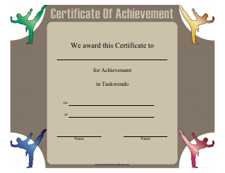 Taekwondo Certificate of Achievement Template Download Printable PDF ...