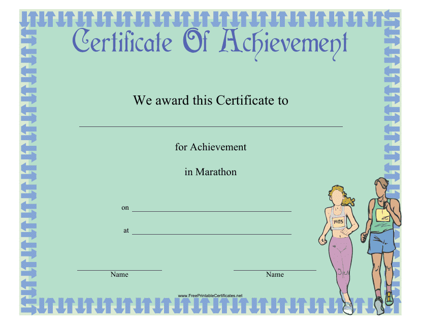 &quot;Marathon Certificate of Achievement Template&quot; Download Pdf